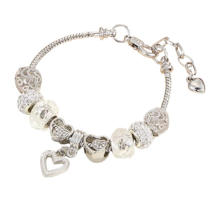 Pan's Crystal With Hollow Heart And Diamond Inlay DIY Handmade Large Hole Bead Detachable Bracelet_voghion.com