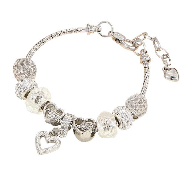 Pan's Crystal With Hollow Heart And Diamond Inlay DIY Handmade Large Hole Bead Detachable Bracelet_voghion.com