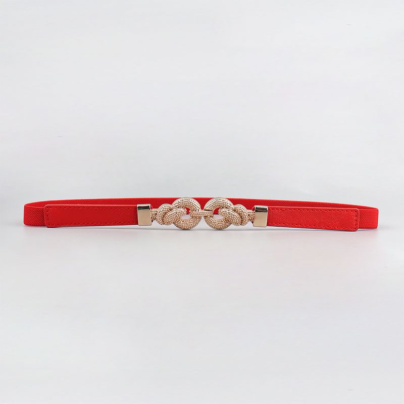 Cinturón elástico fino de PU negro y rojo para mujer, accesorios de vestir, gran oferta_voghion.com