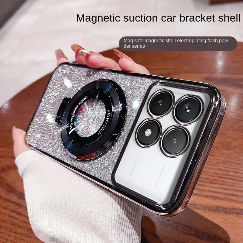 X6 Pro Case Soft Bling Glitter With Ring Magnetic Slim Protective Back Cover For Xiaomi POCO X6Pro Phone Shell_voghion.com
