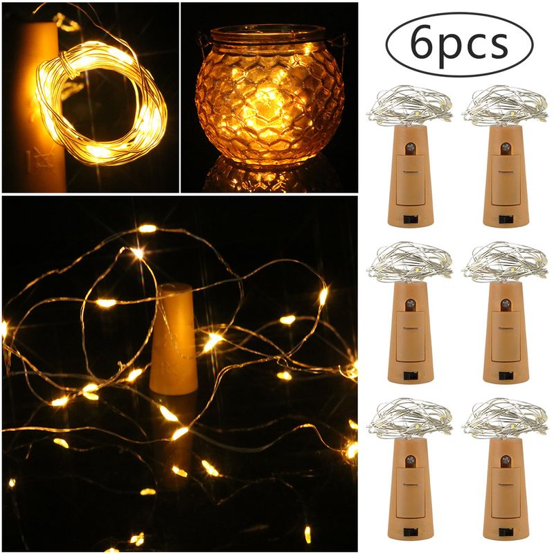 Cross Border Bottle Cork Light String Outdoor Bar Christmas Decoration LED Copper Wire 20 Lights Electronic Wine Bottle Cork String Light_voghion.com