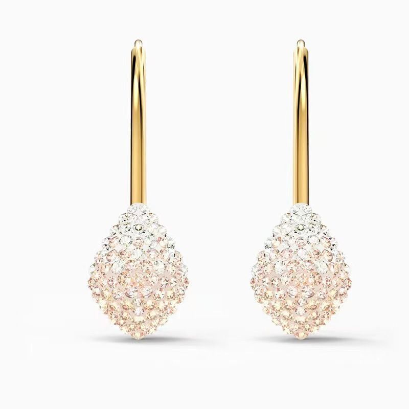 Gradient Champagne Color Water Drop Earrings For Women Crystal Diamond Earrings_voghion.com