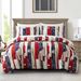 Red Geometric Stripe Printed Quilt Cover Duvet Cover Bedding Three Piece Set In Soft Polyester - Milled Velvet Texture_voghion.com