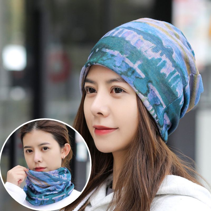 Flower Women's Spring/Summer Korean Edition Warm Casual Head Dual purpose Neck Cover Ear Protection Hat Baotou_voghion.com