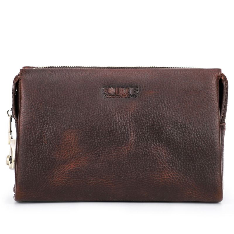 Men's ClutchBag Wrist Bag First Layer Cowhide Fashion Men's Holding Bag Anti-theft Code Lock Casual Men's Crazy Horse Cowhide Storage Bag_voghion.com