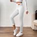 Women's Clothing High-Waisted Fleece-Lined Leggings With Elasticity, Warm Winter Thermal Pants, Stretchy Ankle-Length Trousers In Solid Colors_voghion.com