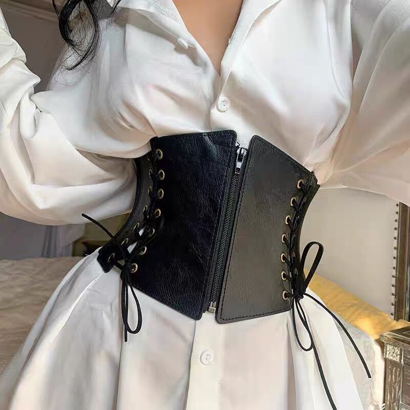 outerwear punk style retro elastic super wide waist belt female decorative shirt dress coat waist belt female_voghion.com