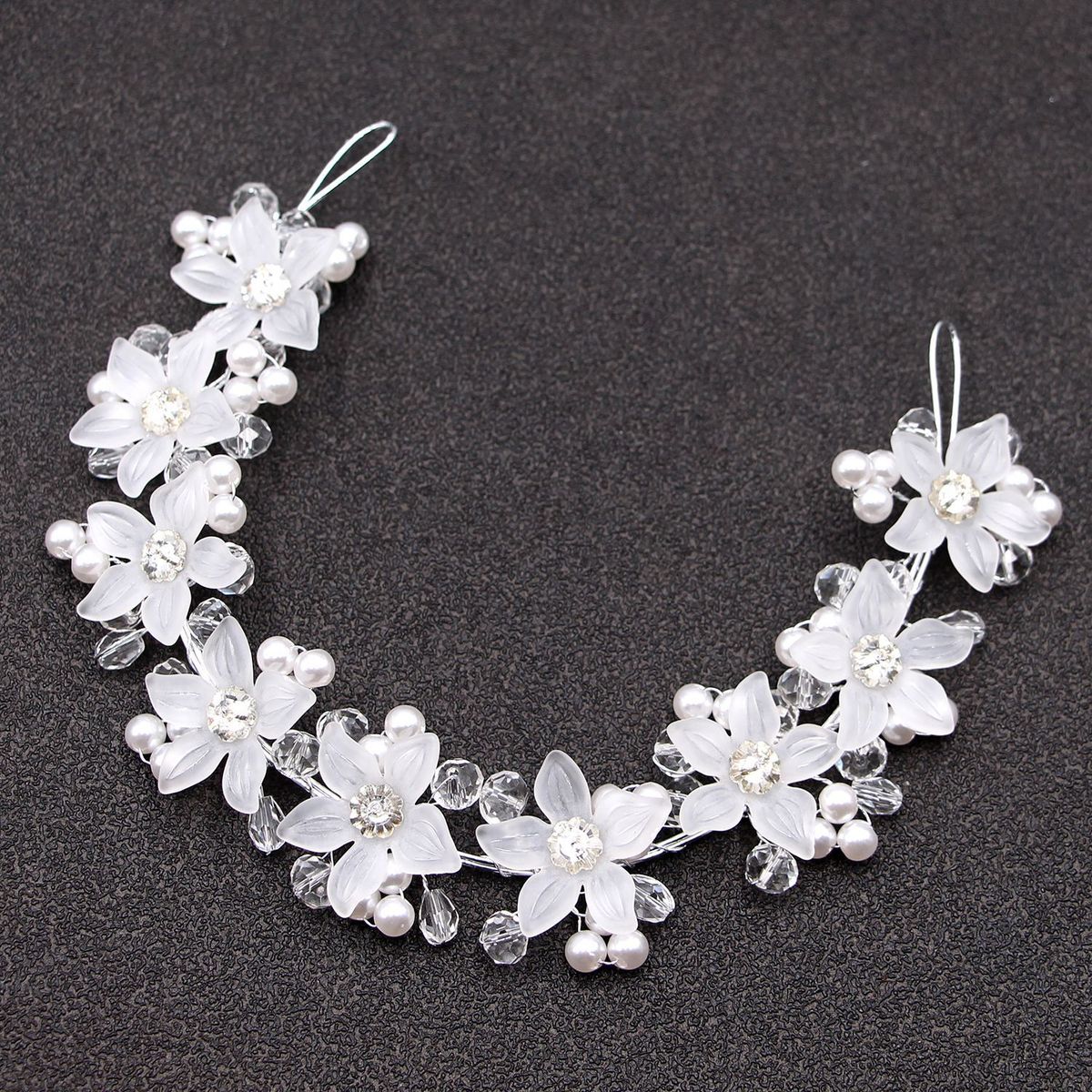 Copricapo da sposa coreano, accessori per capelli con cerchietto di perle fatto a mano con fiori di cristallo acrilico, accessori per ragazze_voghion.com