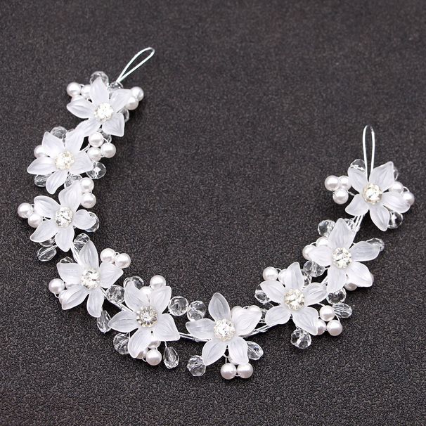 Copricapo da sposa coreano, accessori per capelli con cerchietto di perle fatto a mano con fiori di cristallo acrilico, accessori per ragazze_voghion.com