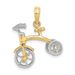 14k Two-tone 3-D Tricycle W/ Moveable Handlebars And Wheels Charm_voghion.com