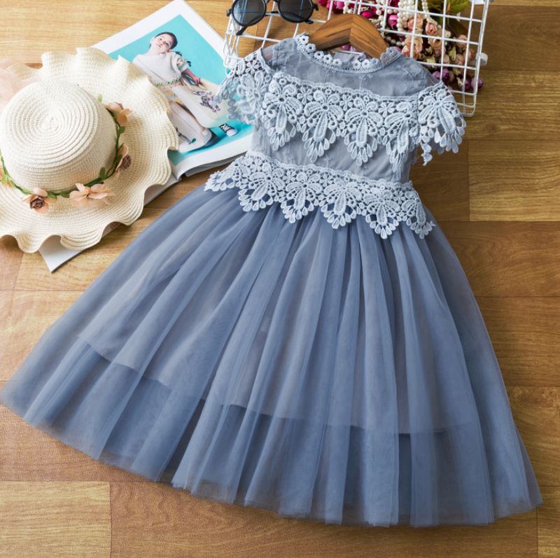 nuovo vestito da ragazza, abito da principessa gonfio in rete a maniche corte estivo, abito da sposa per bambini, abito di un anno_voghion.com