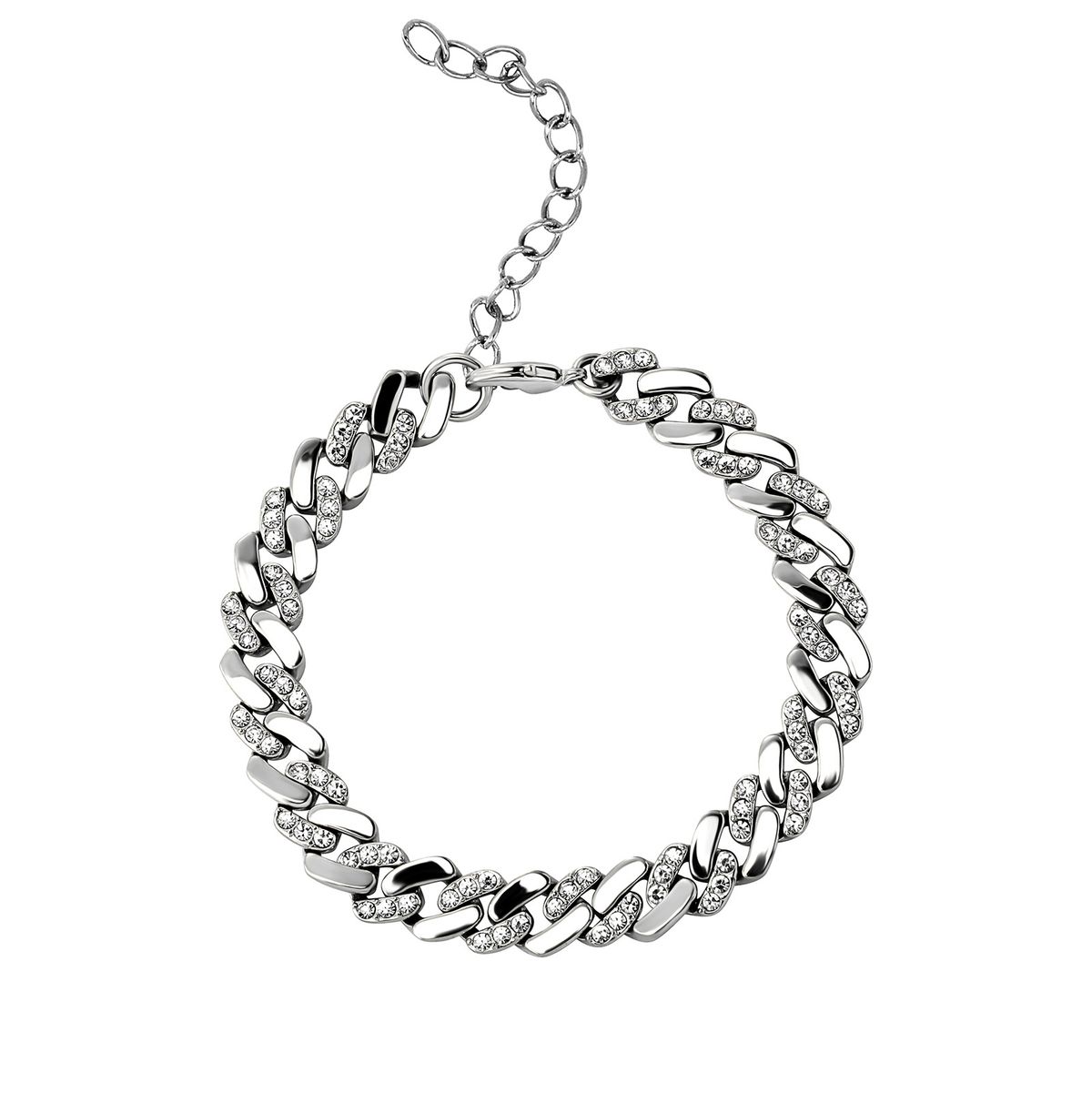 Collana con bracciale in oro con catena cubana con diamanti da 6 mm e 8 mm con strass colorati._voghion.com