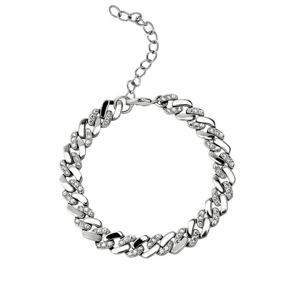 Collana con bracciale in oro con catena cubana con diamanti da 6 mm e 8 mm con strass colorati._voghion.com