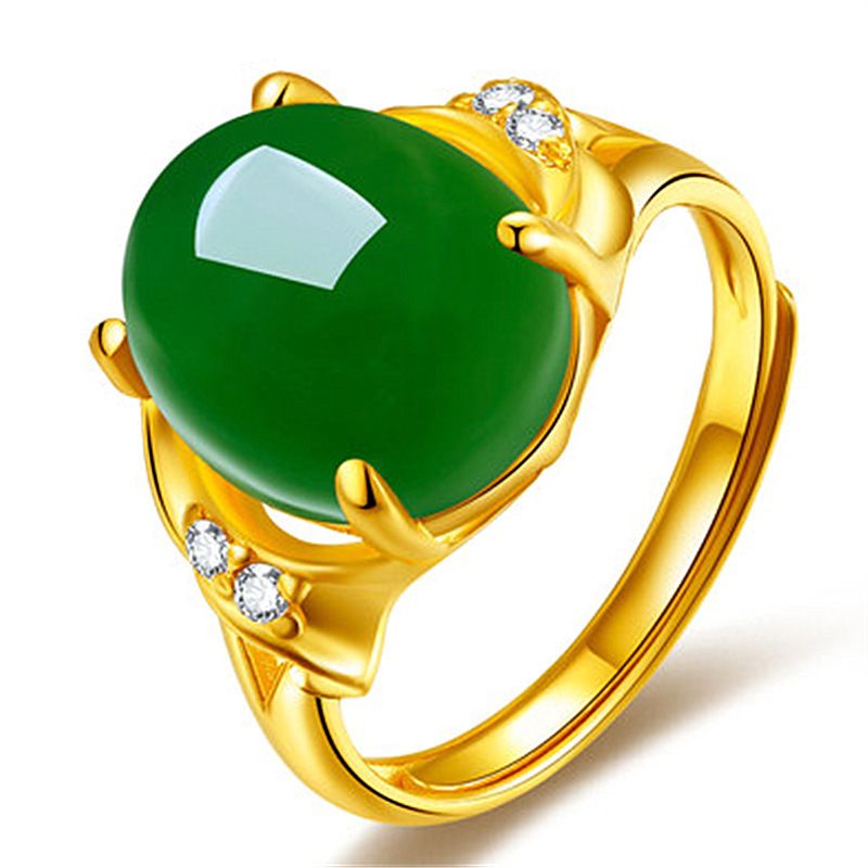 Kupferplattierter eingelegter Hetian Jade Living Mouth Chalcedon Ring, weibliches Geschenk für Mutter_voghion.com