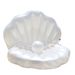 Trendy PVC Inflatable Shell With Balls Pearlescent White Scallop Bed Adult Water Swimming Ring Lounger Float_voghion.com