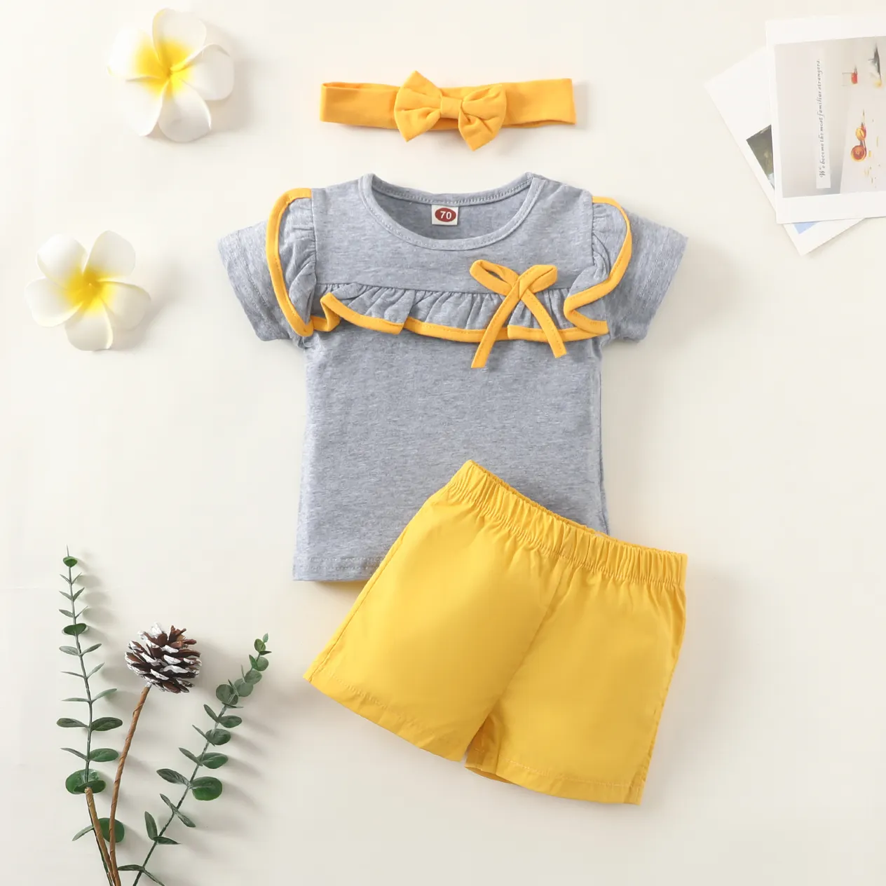 Vêtements d'été pour bébés et enfants garçons, veste à simple boutonnage avec nœud à revers, costume short de couleur unie_voghion.com