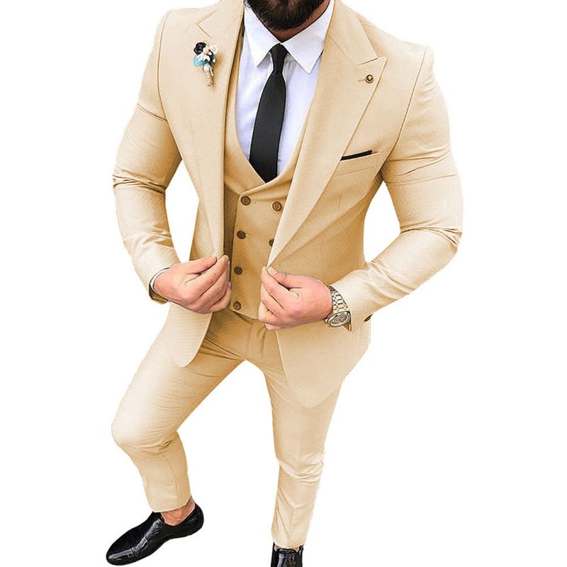 Costume trois pièces pour homme, marié et témoin, banquet de mariage, costume surdimensionné pour homme_voghion.com