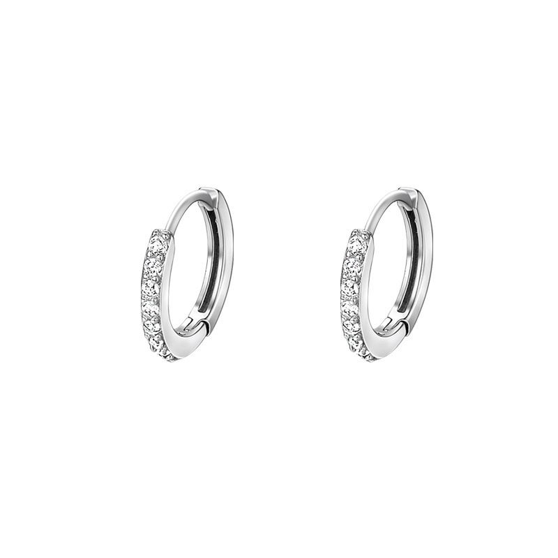 Gioielli da donna, semplici orecchini con piccoli diamanti, orecchini in argento Sterling S999 per piercing all'orecchio, orecchini a bottone anallergici, orecchini dal design raffinato._voghion.com