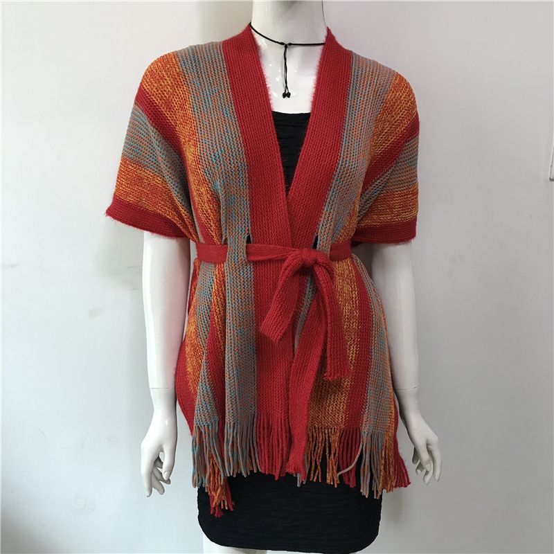 Producto ambiental Fengliu Su, chal de cintura de estilo étnico de imitación de cachemira para salidas a la playa, chaqueta tipo capa fácil de combinar_voghion.com