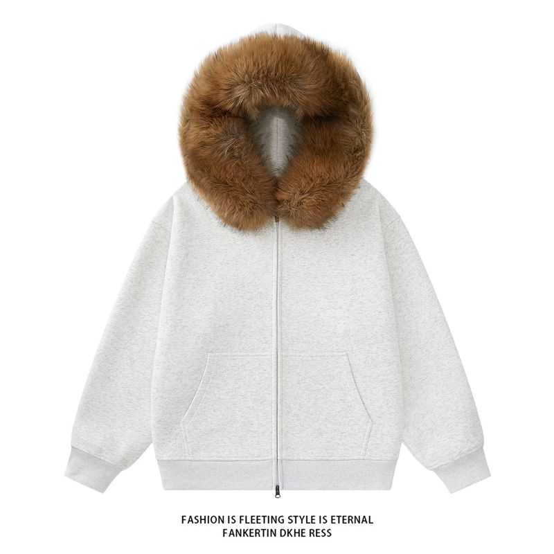 ​Men's Plus Size Zip-Up Hoodie With Detachable Hood - Oversized Casual Sweatshirt For Big & Tall - Heavyweight Cotton Blend Jacket For Spring & Fall​_voghion.com