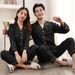 Spring, Summer, And Autumn Couple Pajamas | Ice Silk Long Sleeved Pants, Fashionable Casual Home Suit Set--Checkered Silver Gray Style_voghion.com