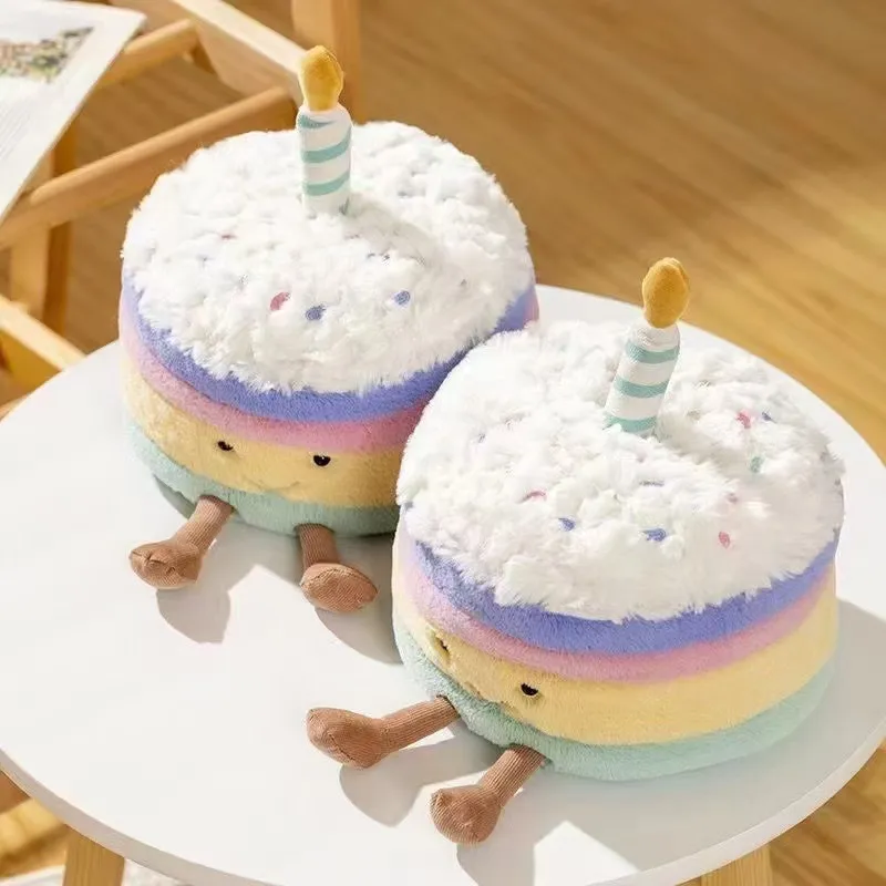 Peluche Animaux Poupée Arc-en-ciel Gâteau d'anniversaire Mignon Gâteau Peluche Jouet Cadeau d'anniversaire Super Mignon_voghion.com