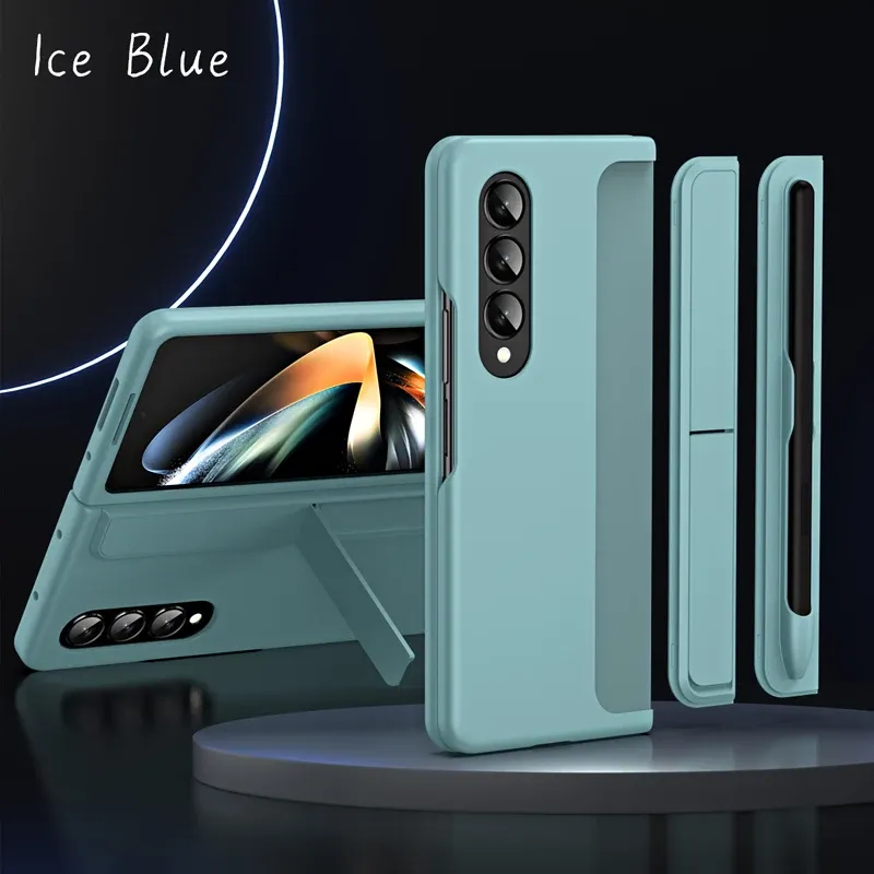 For Samsung Galaxy Z Fold5 Fold 5 4 3 5G Detachable Backet Slot Case Anti-drop Kickstand Cover with Stylus Pen_voghion.com
