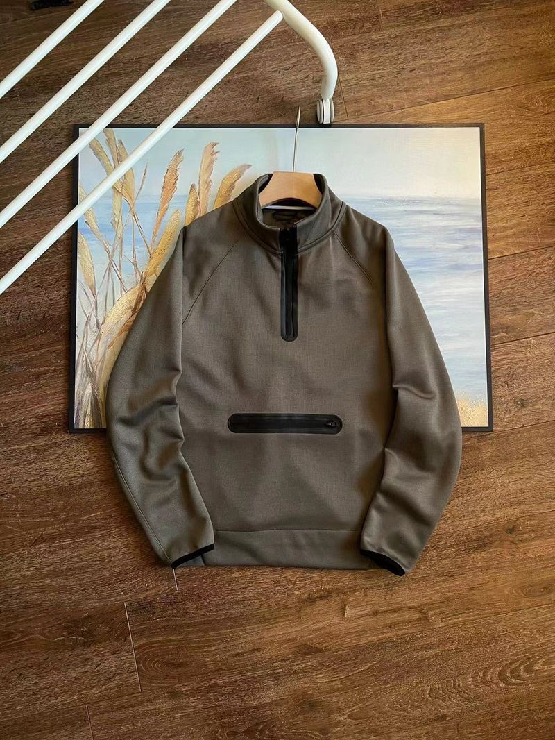 Men's solid color half zipper raglan sleeve casual sports stand up collar pullover sweatshirt 998_voghion.com