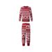 Ziemassvētku vecāku bērnu kostīms ar sarkanu apdruku mājas apģērbs ar garām piedurknēm, divu daļu komplekts pidžamā_voghion.com
