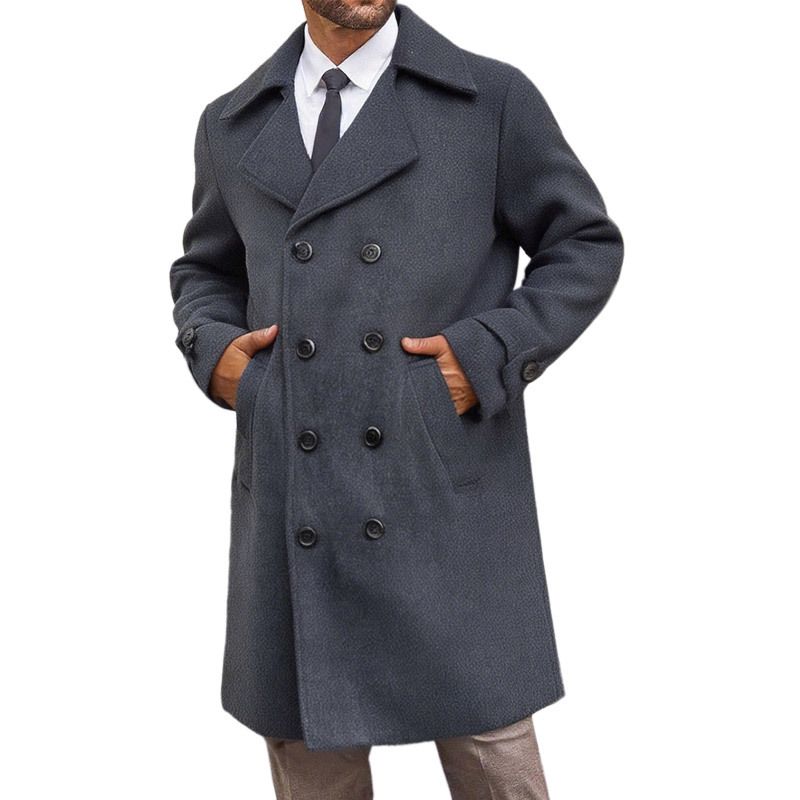 Zweireihiger Trenchcoat aus Wollmischung – Slim Fit Mantel für Herren (Schwarz/Anthrazit/Camel, M-XXXXL)_voghion.com