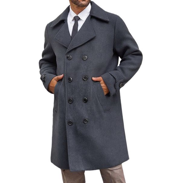 Zweireihiger Trenchcoat aus Wollmischung – Slim Fit Mantel für Herren (Schwarz/Anthrazit/Camel, M-XXXXL)_voghion.com