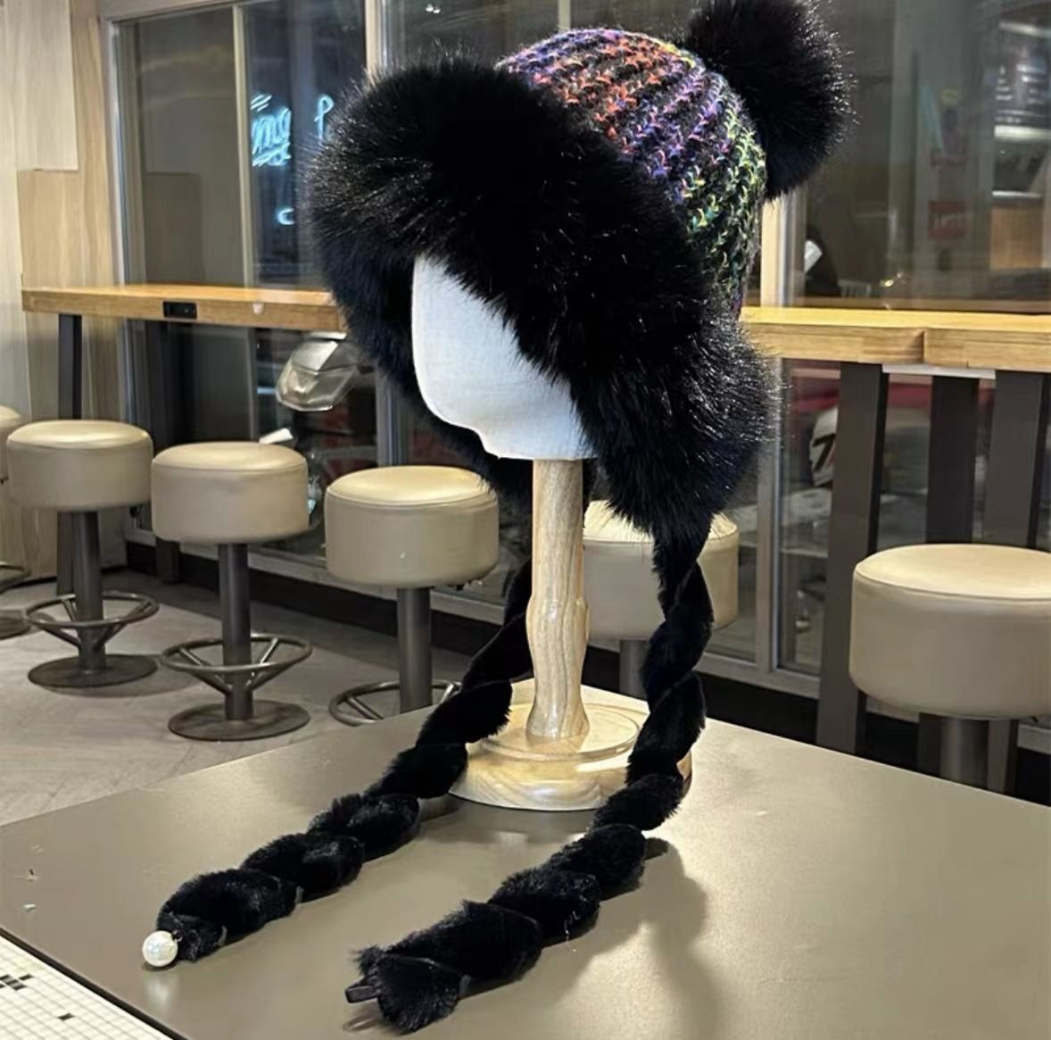 Korejska različica minkovega krzna Kapa Lei Feng za ženske v jesensko zimo, topla plišasta, vsestranska kapa z ušesi, kolesarjenje in mraz_voghion.com