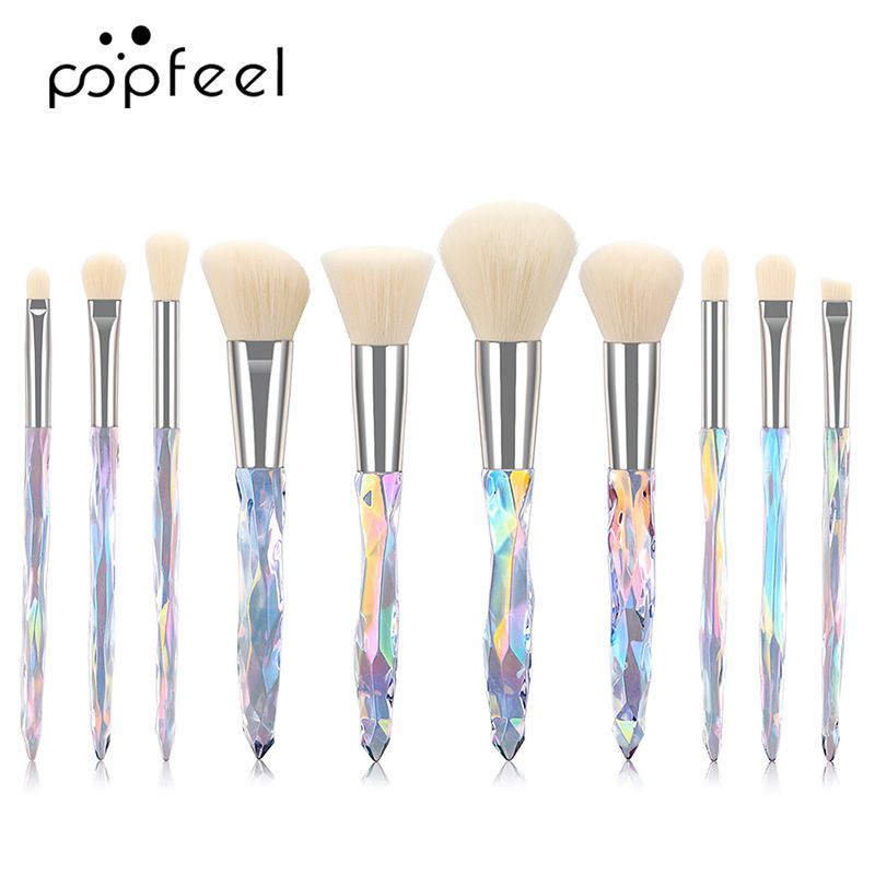 Makeup Tool Kits 10pcs Crystal Makeup Brushes Diamond Handle Eyebrow Brush Beauty Tools TOOL002_voghion.com