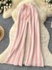 girl 2025 Winter Women' Lazy Style Soft Striped Knitted Wide-Leg High Wait Slimming Caual Looe Straight Floor-Length_voghion.com