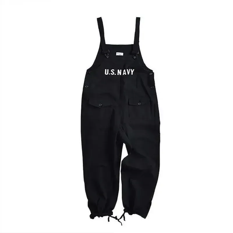 Denimbukser til mænd American Retro Overalls Jumpsuit Mænd Mode Brevtryk Solide lommer Herre løse jeans T221102_voghion.com
