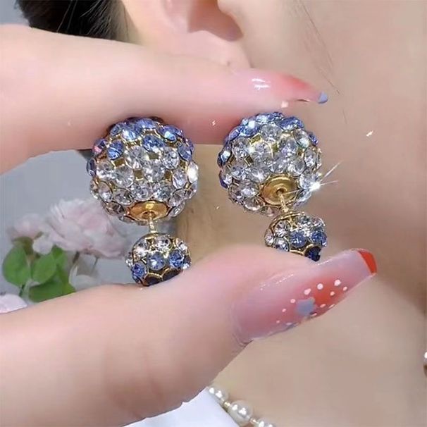 Women's Earrings Gradient Color Diamond Ball Earrings for Women New 2023 Hot Style Unique Earrings Niche Design Light Luxurious High-end Earrings_voghion.com