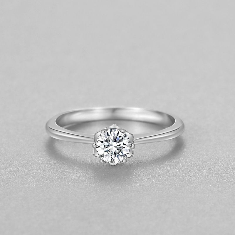YJZ152 Small Flower Sterling Silver Elegant Women's 50 Points Simulated S Diamond Ring Moissanite Jewelry_voghion.com