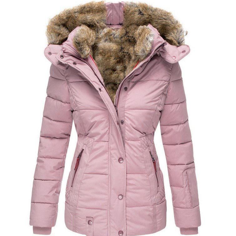 Women's Winter Hooded Parka Coat With Faux Fur Trim - Slim Fit Zip-Up Long Sleeve Quilted Jacket For Cold Weather_voghion.com