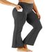 Abbigliamento da donna di grandi dimensioni per sport e fitness, pantaloni a zampa d'elefante, pantaloni da yoga da donna con tasca casual attillata_voghion.com