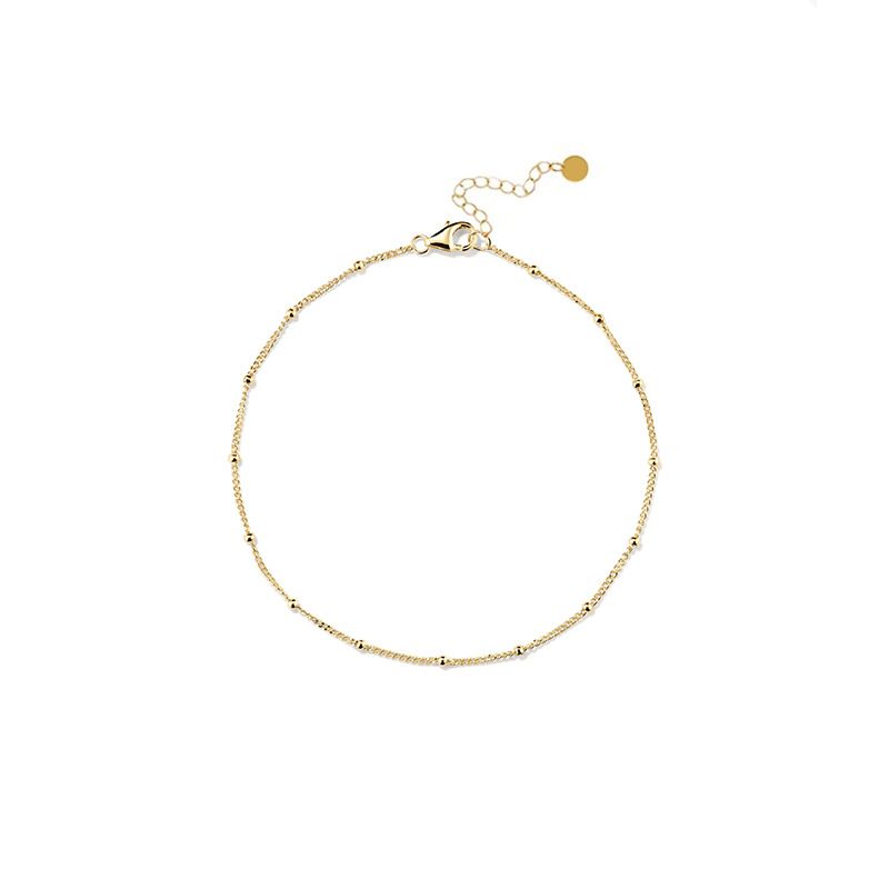 Collana con catena laterale a perline rotonde, semplice, leggera, di lusso, di alta qualità, versatile, da donna_voghion.com