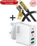 5 Multi-Port-Schnellladegeräte mit USB-Anschluss, Steckeradapter, Wandladegerät für Telefone + 2 m Kabel_voghion.com