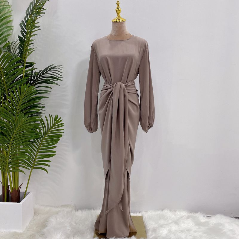 Muslim Fashion Dubai Turkish Robe Feminine Two-piece Dress LR590_voghion.com