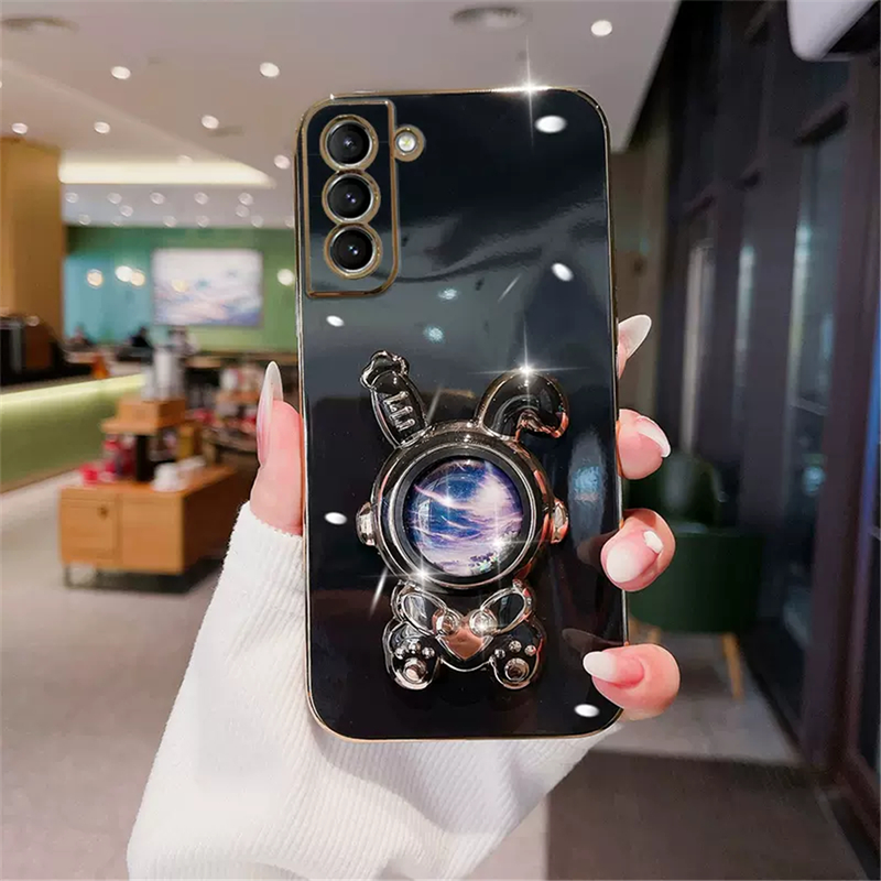 3D Quicksand Rabbit Bracket Plating Phone Case For Samsung A14 A04 A24 A34 A54 A13 A23 A33 A53 A73 A52 A72 A22 A32 Soft Cover_voghion.com