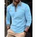 Polo casual con stampa a contrasto a maniche lunghe primaverile e autunnale da uomo 2023_voghion.com
