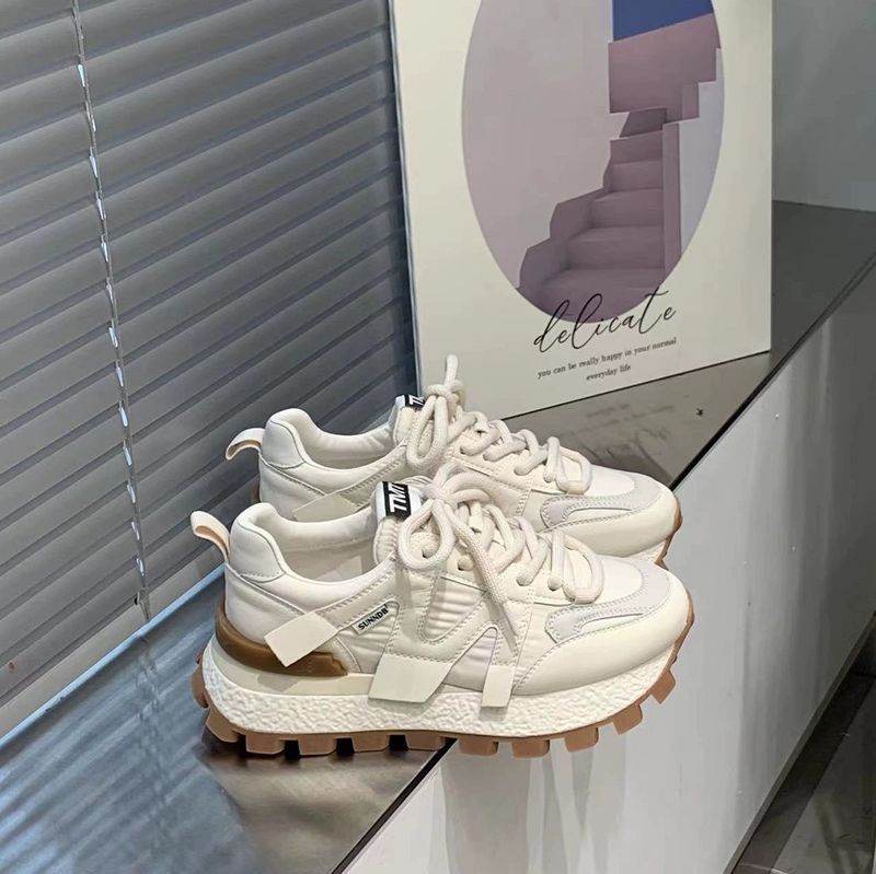 Echt leer Forrest Gump schoenen dames 2023 herfst nieuwe all-match wafelschoenen met zachte zolen sport casual enkele schoenen dikke zolen papa schoenen_voghion.com