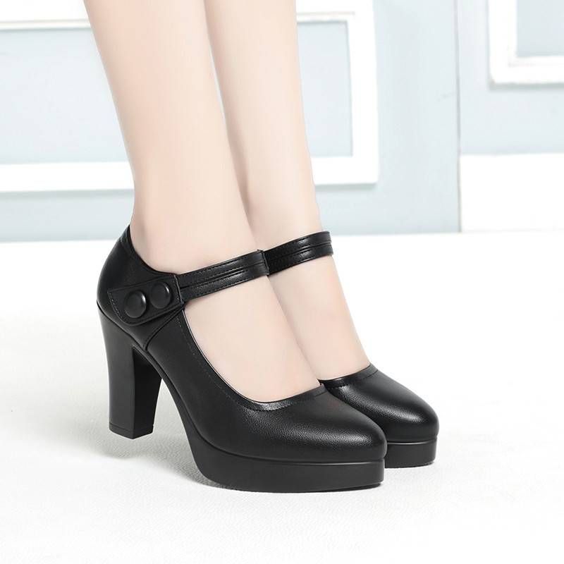 Women's high heels platform platform round head comfortable performance shoes thick heel work shoes single shoes_voghion.com