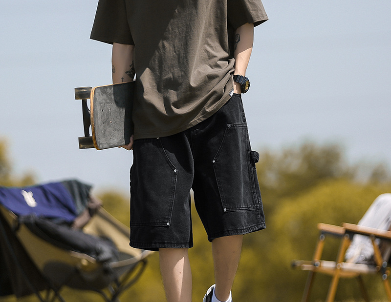 Men's Clothing Retro Washed Denim Shorts Men's Summer Thin Fashion Brand Loose All Match Shorts Lumberjack Work Pants_voghion.com