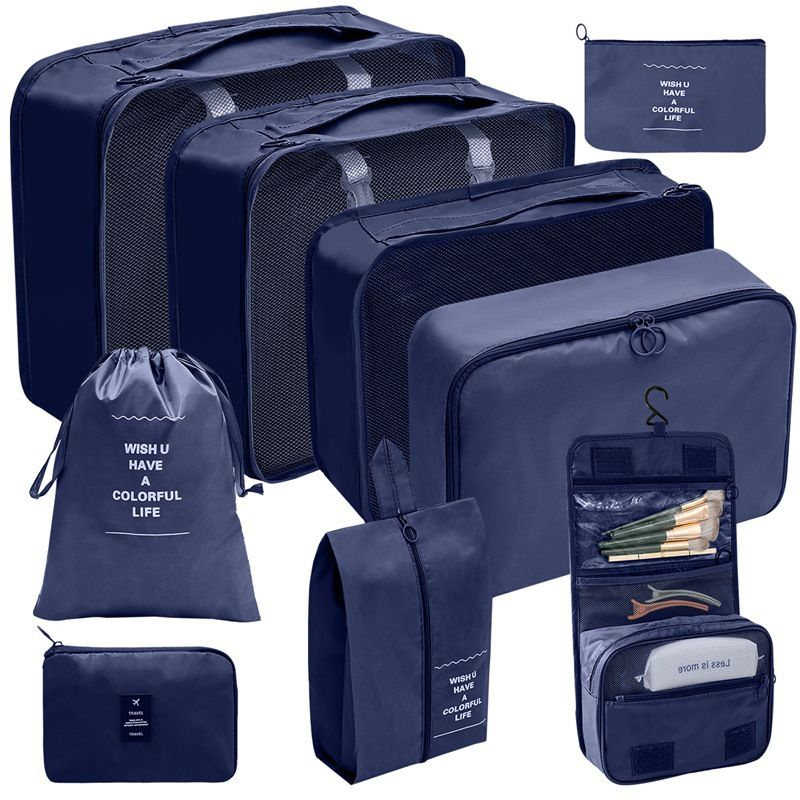 New Travel Storage Bag 9-piece Set Digital Toiletries And Cosmetics Sorting Storage Bag Clothes Shoes Luggage Travel Bag_voghion.com