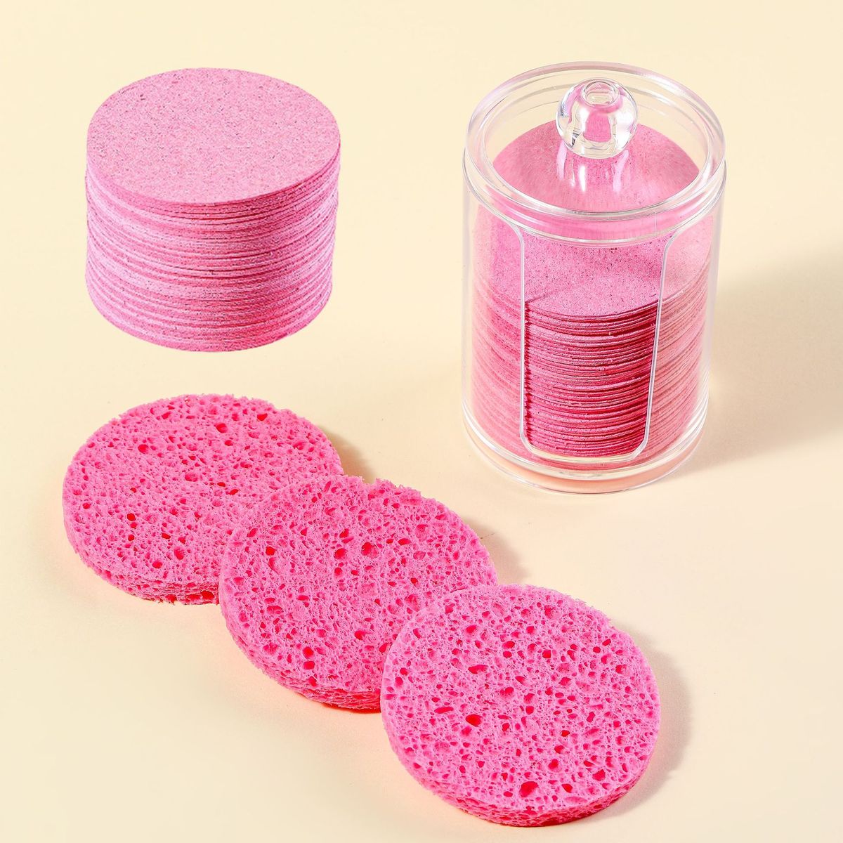 Discos de algodão Flor Amor Círculo Urso Polpa de madeira Algodão Limpeza Removedor de maquiagem Sabonete facial Puff Ferramenta de remoção de maquiagem Esponja Pó Puff Ferramenta de beleza_voghion.com