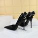 626-H36M Banquet Slim High Heels Shallow Mouth Pointed Side Hollow Water Diamond Back Bow Single Shoes_voghion.com
